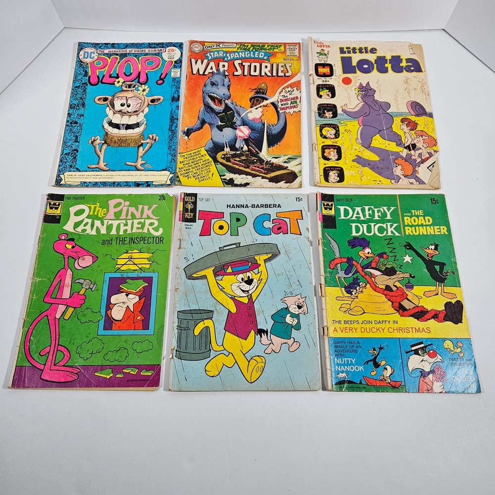 Vintage Comic Book Lot of 6 Plop Star Spangled War Stories Top Cat Little Lotta